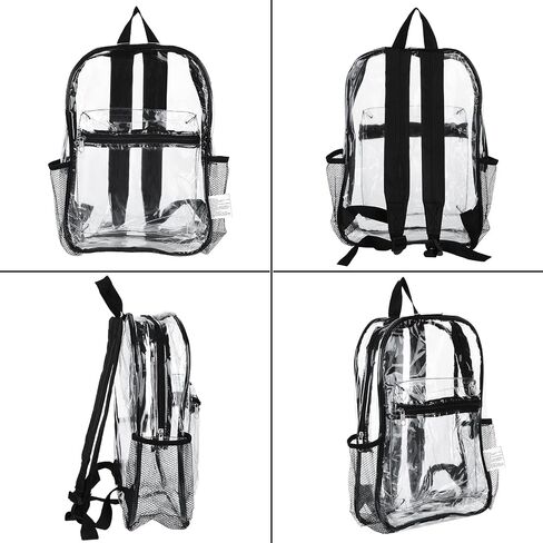 Silkfly 24Pack Clear Backpacks Bulk PVC Transparent Bookbags Heavy Duty See Through Bags with Pockets for Stadium Work Travel (15 x 11 x 3.6 Inches) in Saudi Arabia