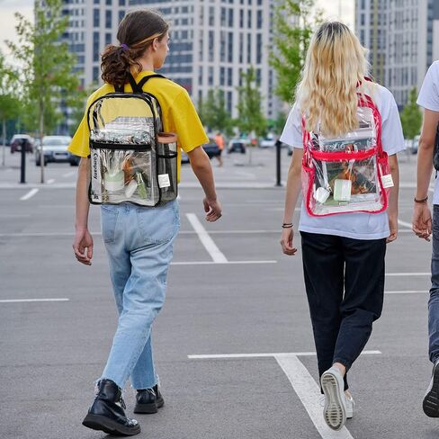 Silkfly 24Pack Clear Backpacks Bulk PVC Transparent Bookbags Heavy Duty See Through Bags with Pockets for Stadium Work Travel (15 x 11 x 3.6 Inches) in Saudi Arabia