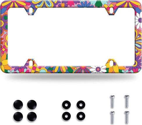 Baseball Texture Pattern License Plate Frame Funny Sport Balls License Plate Stainless Steel Rust-Proof Beautiful Auto Parts Colorful License Plate Cover Decoration Holes Screws Size 12.3" x 6.3" in Saudi Arabia