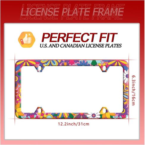 Baseball Texture Pattern License Plate Frame Funny Sport Balls License Plate Stainless Steel Rust-Proof Beautiful Auto Parts Colorful License Plate Cover Decoration Holes Screws Size 12.3" x 6.3" in Saudi Arabia