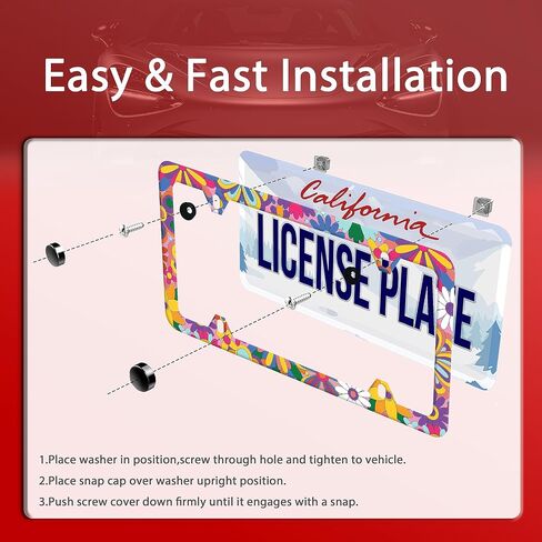 Baseball Texture Pattern License Plate Frame Funny Sport Balls License Plate Stainless Steel Rust-Proof Beautiful Auto Parts Colorful License Plate Cover Decoration Holes Screws Size 12.3" x 6.3" in Saudi Arabia