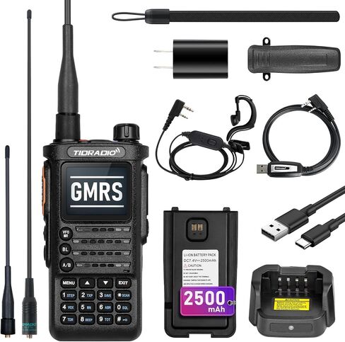 (2nd Gen) TIDRADIO TD-H8 GMRS Two-Way Radio Long Range Walkie Talkie with USB-C 2500mAh Battery,APP Programmable,155 Privacy Codes, Dual Band Receiver & Scan,SOS,DTMF, and NOAA Weather Alerts (1 Pack) in Saudi Arabia