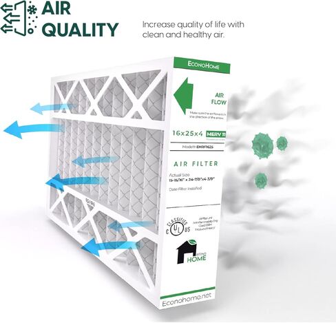 فلتر هواء مطوي للفرن من EconoHome 16x25x4 بديل MERV 11 - دفاع عن الحساسية، عبوتان، يناسب مرشحات Lennox (X6670)، وHoneywell (FC100A1029). (الحجم الفعلي: 15.94 × 24.86 × 4.36 بوصة) in Kuwait