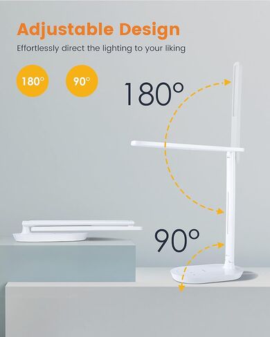 LASTAR Desk Lamp, Dimmable Eye-Protecting Table Lamps with Night Light, USB Charging Port, 4 Color Temperature Modes, 5 Brightness Levels, 1H Timer, Touch Control for Home Office Bedroom in Saudi Arabia