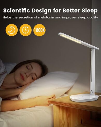 LASTAR Desk Lamp, Dimmable Eye-Protecting Table Lamps with Night Light, USB Charging Port, 4 Color Temperature Modes, 5 Brightness Levels, 1H Timer, Touch Control for Home Office Bedroom in Saudi Arabia