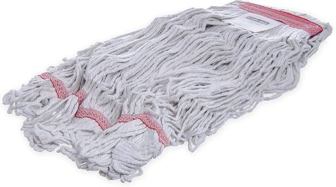 SPARTA Flo-Pac Cotton Mop Head, Loop-Ended, Narrow Band with 1" Red Band for Organized Cleaning, Large, White, (Pack of 12) in Saudi Arabia