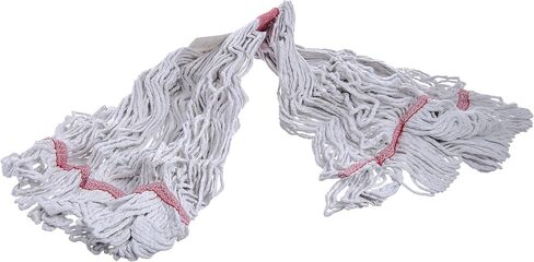 SPARTA Flo-Pac Cotton Mop Head, Loop-Ended, Narrow Band with 1" Red Band for Organized Cleaning, Large, White, (Pack of 12) in Saudi Arabia