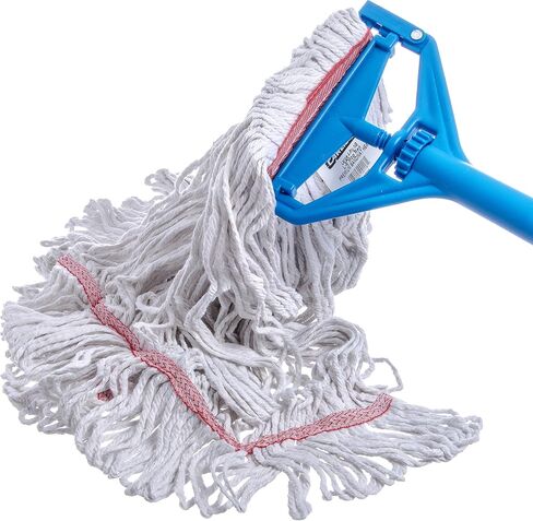 SPARTA Flo-Pac Cotton Mop Head, Loop-Ended, Narrow Band with 1" Red Band for Organized Cleaning, Large, White, (Pack of 12) in Saudi Arabia
