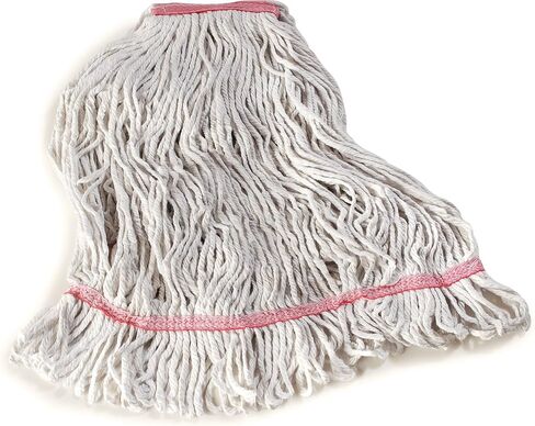 SPARTA Flo-Pac Cotton Mop Head, Loop-Ended, Narrow Band with 1" Red Band for Organized Cleaning, Large, White, (Pack of 12) in Saudi Arabia
