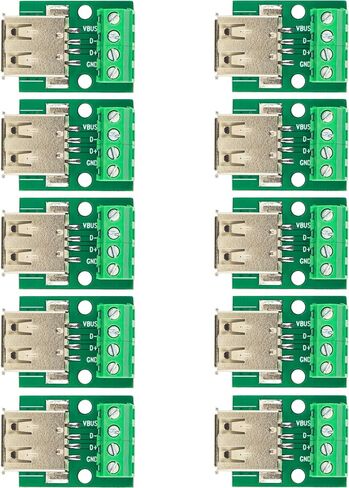 USB 2.0 نوع A أنثى إلى لوحة محول المسمار الطرفية USB A لوحة القطع 4 دبوس إخراج 0.15 بوصة (عبوة من 10 قطع) in Kuwait