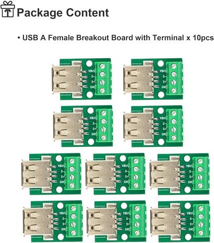 USB 2.0 نوع A أنثى إلى لوحة محول المسمار الطرفية USB A لوحة القطع 4 دبوس إخراج 0.15 بوصة (عبوة من 10 قطع) in Kuwait