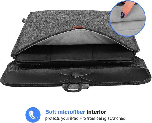 حقيبة ProCase لجهاز iPad Pro 11 بوصة 2022 2021 2020 2018/ iPad Air 5/4 10.9 بوصة 2022 2020 / iPad Air 10.5 بوصة/ iPad Pro 10.5 بوصة/ Surface Go/Galaxy Tab A 10.1، غطاء من اللباد مع منظم الملحقات - أسود in Saudi Arabia