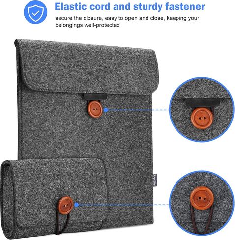 حقيبة ProCase لجهاز iPad Pro 11 بوصة 2022 2021 2020 2018/ iPad Air 5/4 10.9 بوصة 2022 2020 / iPad Air 10.5 بوصة/ iPad Pro 10.5 بوصة/ Surface Go/Galaxy Tab A 10.1، غطاء من اللباد مع منظم الملحقات - أسود in Saudi Arabia