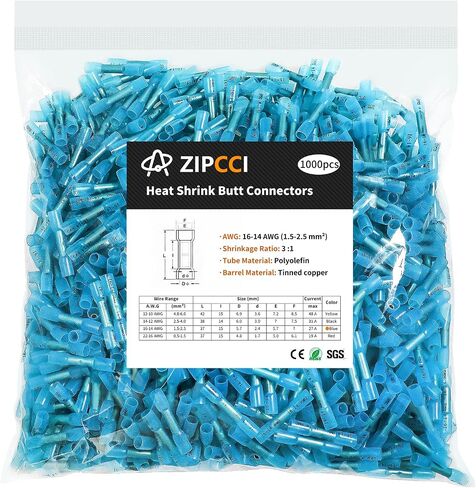 500 قطعة من موصلات المؤخرة المنكمشة بالحرارة الصفراء من ZIPCCI لأسلاك المقطورة البحرية والسيارات والكهربائية - تتضمن وصلة المؤخرة وموصلات تجعيد للأسلاك in Saudi Arabia
