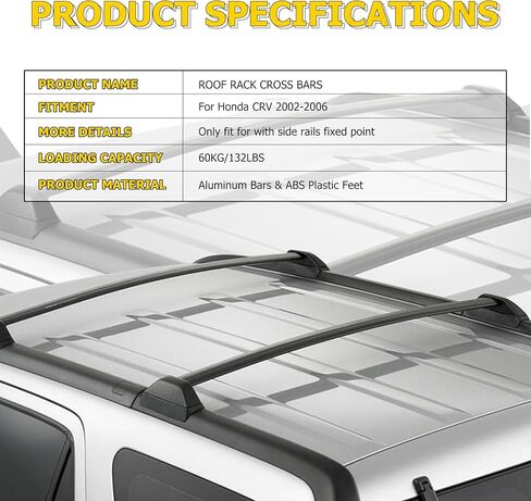 AUXMART 2 Pcs Roof Rack Cross Bars Crossbars Compatible for Honda CR-V 2002 2003 2004 2005 2006, OE Style Aluminum Rooftop Rail Bars Luggage Rack Cargo Carrier (Black) in Saudi Arabia