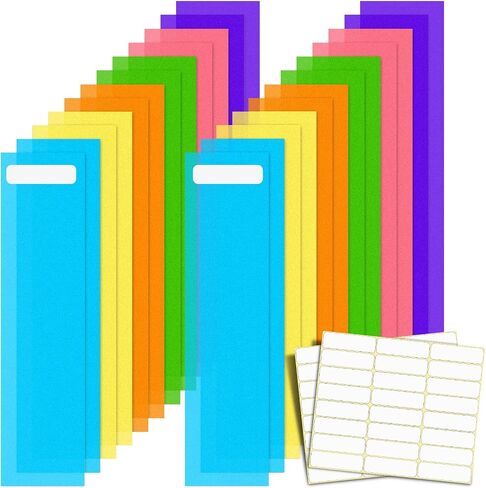 24 Packs Library Book Colored Dividers Library Dividers for Book Shelves with Label Stickers Colored Flexible Bookshelf Markers for Organizing School Library or Home Library, 3 x 12 Inch in Saudi Arabia