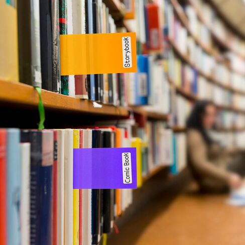 24 Packs Library Book Colored Dividers Library Dividers for Book Shelves with Label Stickers Colored Flexible Bookshelf Markers for Organizing School Library or Home Library, 3 x 12 Inch in Saudi Arabia