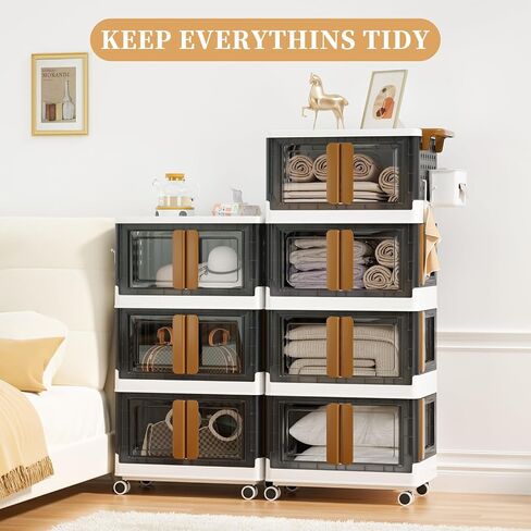 HAIXIN HOME Utility Cart with Doors, 3-Tier Rolling Storage Cart with Hooks and Containers, Snack Cart on Wheels for Kitchen, Office, and Home Organization in Saudi Arabia