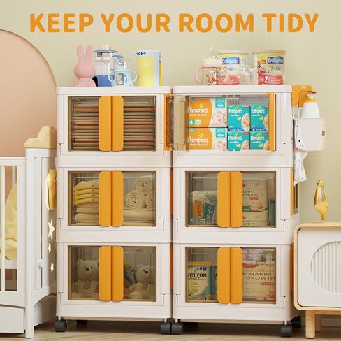 HAIXIN HOME Utility Cart with Doors, 3-Tier Rolling Storage Cart with Hooks and Containers, Snack Cart on Wheels for Kitchen, Office, and Home Organization in Saudi Arabia