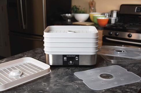 هاميلتون بيتش 32100، 500 وات، 5 صينية، مجفف طعام يوضع على سطح الطاولة، رمادي in Kuwait