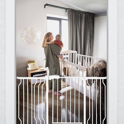 بوابة أطفال عريضة للغاية بطول 37.4 بوصة للمداخل والسلالم، 47.7-57.1 بوصة، بوابة للكلاب مثبتة بالضغط سهلة التركيب مع 3 ملحقات قابلة للتكوين للمنزل الداخلي، بوابة أمان سهلة المشي من خلالها in Kuwait