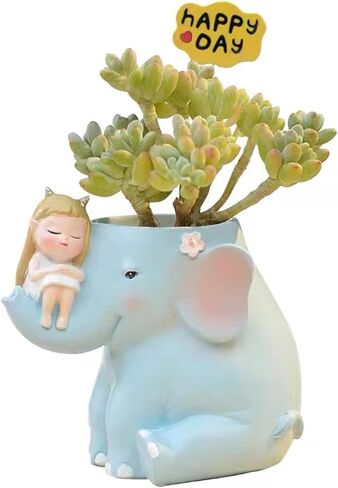 3D Girl Riding Elephant Concrete Flower Pot Molds Succulent Planter Silicone Molds Candle Pen Holder Mold Storage Box Mold Epoxy Resin Cement Clay Mould in Saudi Arabia