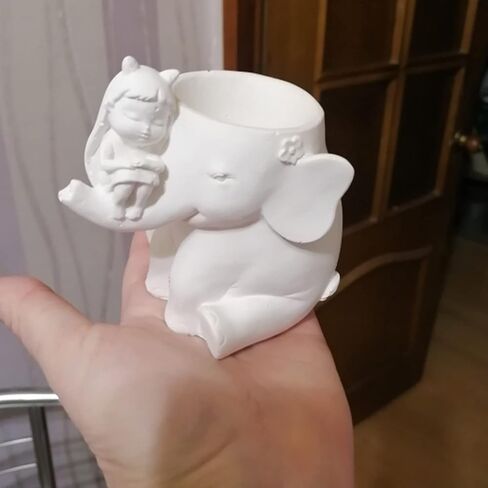 3D Girl Riding Elephant Concrete Flower Pot Molds Succulent Planter Silicone Molds Candle Pen Holder Mold Storage Box Mold Epoxy Resin Cement Clay Mould in Saudi Arabia