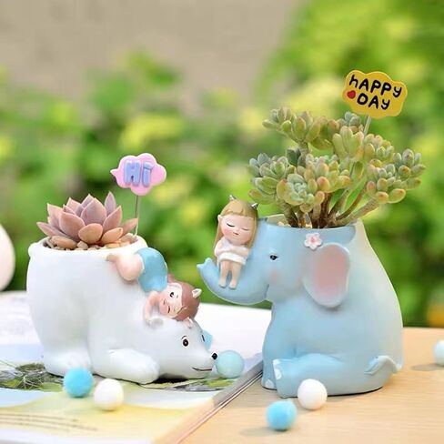 3D Girl Riding Elephant Concrete Flower Pot Molds Succulent Planter Silicone Molds Candle Pen Holder Mold Storage Box Mold Epoxy Resin Cement Clay Mould in Saudi Arabia