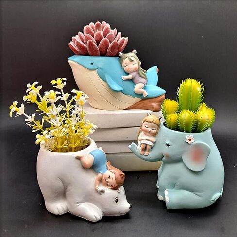 3D Girl Riding Elephant Concrete Flower Pot Molds Succulent Planter Silicone Molds Candle Pen Holder Mold Storage Box Mold Epoxy Resin Cement Clay Mould in Saudi Arabia