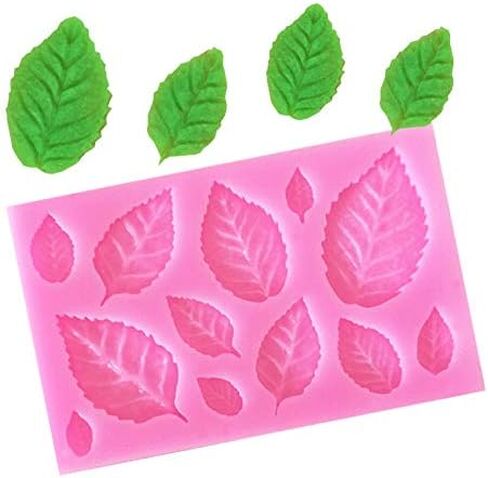 3Pcs Pink 3D Small Leaf Molds Silicone for Sugar Paste, Chocolate, Fondant, Butter, Resin, Polymer Clay, Wax, Soap, Crafting Projects and Cake Decoration Decorating Clay Molds in Saudi Arabia
