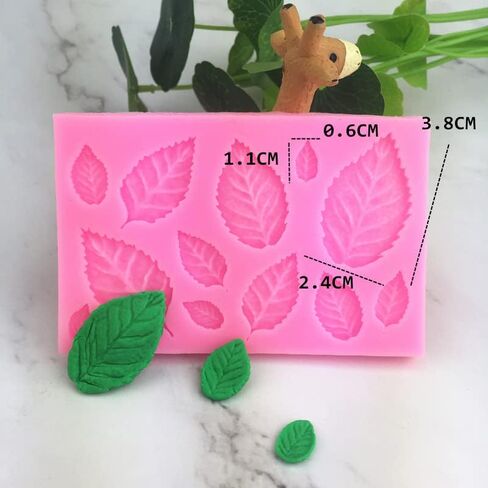 3Pcs Pink 3D Small Leaf Molds Silicone for Sugar Paste, Chocolate, Fondant, Butter, Resin, Polymer Clay, Wax, Soap, Crafting Projects and Cake Decoration Decorating Clay Molds in Saudi Arabia