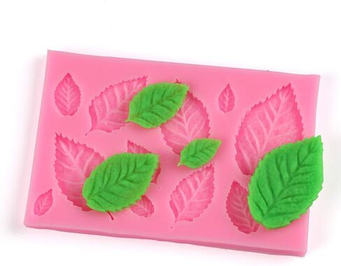 3Pcs Pink 3D Small Leaf Molds Silicone for Sugar Paste, Chocolate, Fondant, Butter, Resin, Polymer Clay, Wax, Soap, Crafting Projects and Cake Decoration Decorating Clay Molds in Saudi Arabia