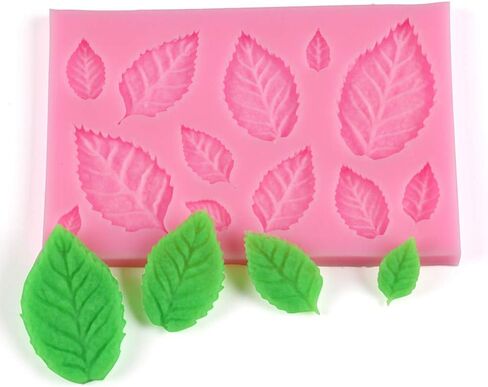 3Pcs Pink 3D Small Leaf Molds Silicone for Sugar Paste, Chocolate, Fondant, Butter, Resin, Polymer Clay, Wax, Soap, Crafting Projects and Cake Decoration Decorating Clay Molds in Saudi Arabia