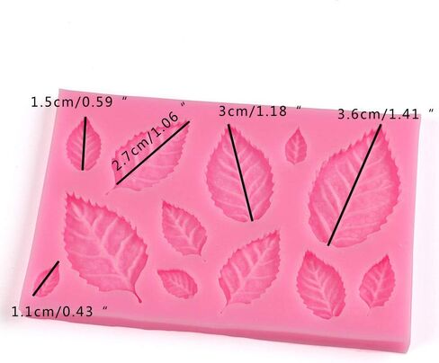 3Pcs Pink 3D Small Leaf Molds Silicone for Sugar Paste, Chocolate, Fondant, Butter, Resin, Polymer Clay, Wax, Soap, Crafting Projects and Cake Decoration Decorating Clay Molds in Saudi Arabia