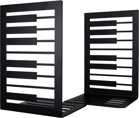 BCPONT Music Book Ends,Bookends for Selves,Metal Bookends for Heavy Books,Bookends Decorative Unique,Non-Skid Musical Piano Bookshelf Holder,Black in Saudi Arabia
