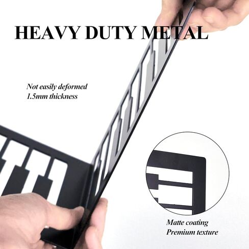 BCPONT Music Book Ends,Bookends for Selves,Metal Bookends for Heavy Books,Bookends Decorative Unique,Non-Skid Musical Piano Bookshelf Holder,Black in Saudi Arabia