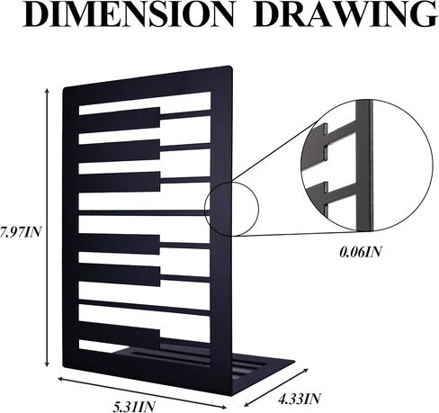 BCPONT Music Book Ends,Bookends for Selves,Metal Bookends for Heavy Books,Bookends Decorative Unique,Non-Skid Musical Piano Bookshelf Holder,Black in Saudi Arabia