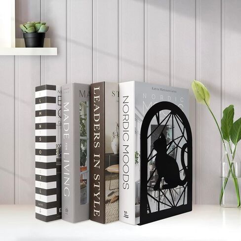 BCPONT Music Book Ends,Bookends for Selves,Metal Bookends for Heavy Books,Bookends Decorative Unique,Non-Skid Musical Piano Bookshelf Holder,Black in Saudi Arabia