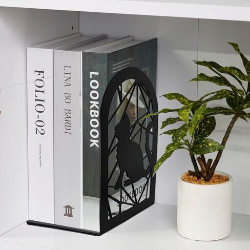 BCPONT Music Book Ends,Bookends for Selves,Metal Bookends for Heavy Books,Bookends Decorative Unique,Non-Skid Musical Piano Bookshelf Holder,Black in Saudi Arabia