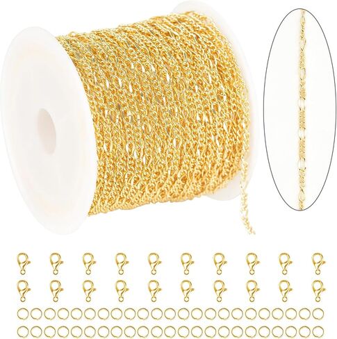 KYUNHOO 16.4 Feet Brass Chains for Jewelry Making 18k Gold Plated Jewelry Chain Roll 12MM Stick Link Chain Necklace for Women DIY Craft Jewelry Making Supplies in Saudi Arabia