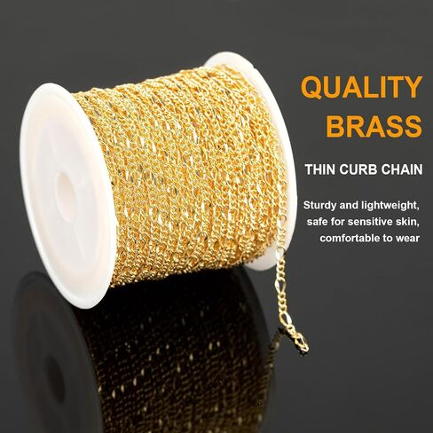 KYUNHOO 16.4 Feet Brass Chains for Jewelry Making 18k Gold Plated Jewelry Chain Roll 12MM Stick Link Chain Necklace for Women DIY Craft Jewelry Making Supplies in Saudi Arabia