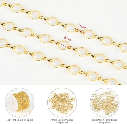 KYUNHOO 16.4 Feet Brass Chains for Jewelry Making 18k Gold Plated Jewelry Chain Roll 12MM Stick Link Chain Necklace for Women DIY Craft Jewelry Making Supplies in Saudi Arabia