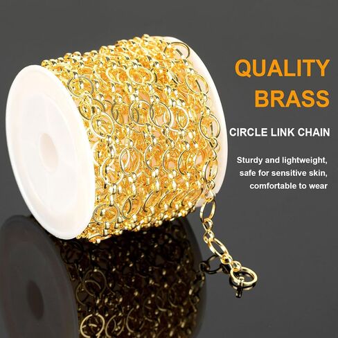 KYUNHOO 16.4 Feet Brass Chains for Jewelry Making 18k Gold Plated Jewelry Chain Roll 12MM Stick Link Chain Necklace for Women DIY Craft Jewelry Making Supplies in Saudi Arabia