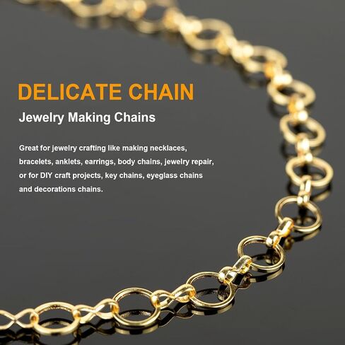 KYUNHOO 16.4 Feet Brass Chains for Jewelry Making 18k Gold Plated Jewelry Chain Roll 12MM Stick Link Chain Necklace for Women DIY Craft Jewelry Making Supplies in Saudi Arabia