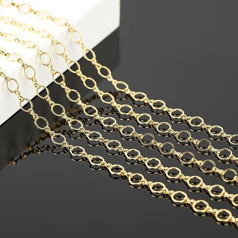 KYUNHOO 16.4 Feet Brass Chains for Jewelry Making 18k Gold Plated Jewelry Chain Roll 12MM Stick Link Chain Necklace for Women DIY Craft Jewelry Making Supplies in Saudi Arabia