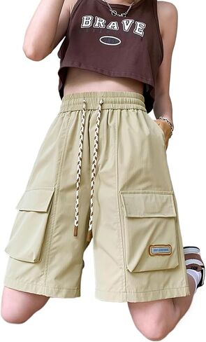 Xinor Cargo Shorts Women Y2K Baggy Knee Length Athletic with Pockets Hiking Waterproof Black Pants Men Summer Outfits in Saudi Arabia
