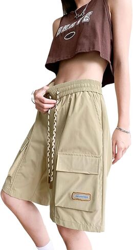 Xinor Cargo Shorts Women Y2K Baggy Knee Length Athletic with Pockets Hiking Waterproof Black Pants Men Summer Outfits in Saudi Arabia