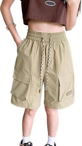 Xinor Cargo Shorts Women Y2K Baggy Knee Length Athletic with Pockets Hiking Waterproof Black Pants Men Summer Outfits in Saudi Arabia