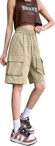 Xinor Cargo Shorts Women Y2K Baggy Knee Length Athletic with Pockets Hiking Waterproof Black Pants Men Summer Outfits in Saudi Arabia
