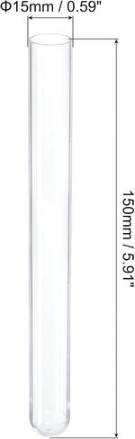 PATIKIL 13ml Plastic Test Tubes with Cork Stoppers, 15Pcs 150x15mm Tubes for Scientific Party Decoration Candy Bead Storage Bath Salt Lab Use, Clear in Saudi Arabia